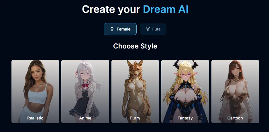 DarLink AI character creation panel showing appearance and personality customisation options