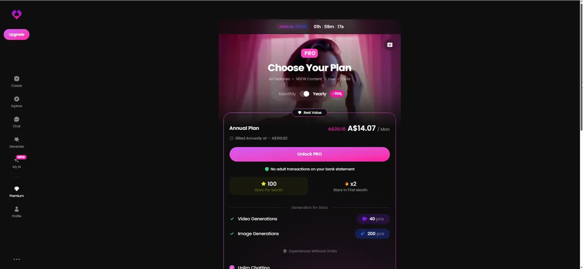 GoLove AI Adult Content modal asking the user to confirm they are 18 or over, May 2026