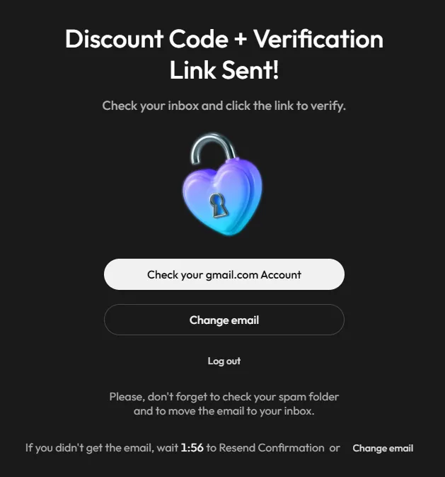 JOI discount offer modal with countdown timer pushing immediate purchase