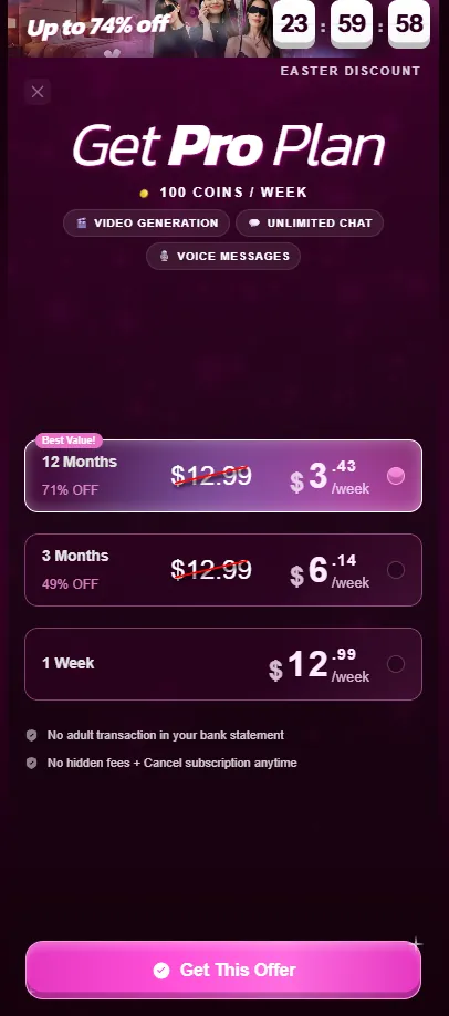 Kupid.AI pricing screen with plan tiers and AUD-equivalent costs