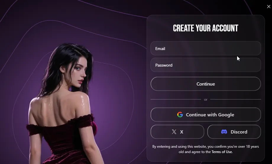 Lovescape signup screen as captured from an Aussie IP